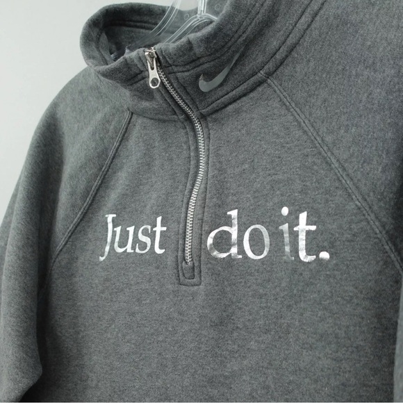 NIKE Sportswear Funnel-Neck 1/2 Zip Sweater Women Cotton Crop Sweatshirt M - Picture 3 of 13